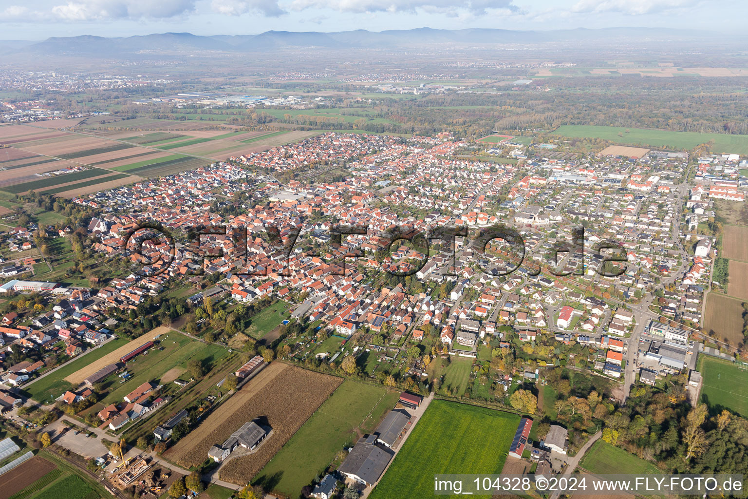 Vue oblique de Quartier Offenbach in Offenbach an der Queich dans le département Rhénanie-Palatinat, Allemagne