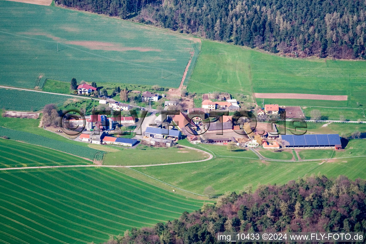 Vue aérienne de Rossbacher Hof à Erbach dans le département Hesse, Allemagne