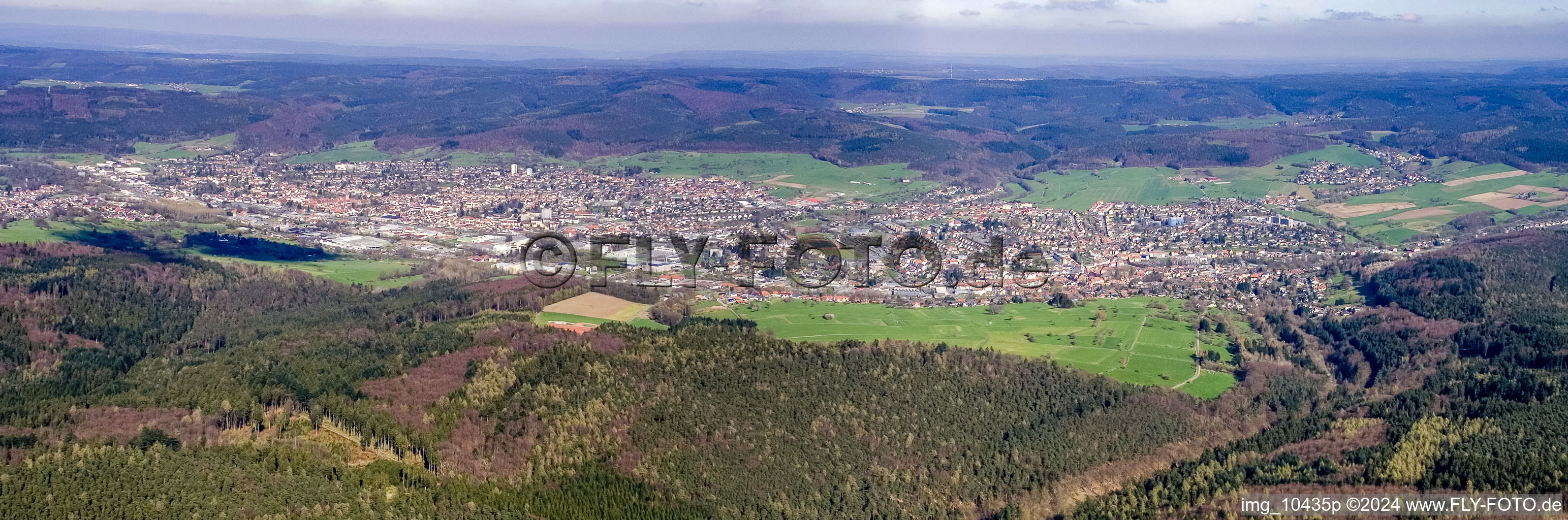 Vue aérienne de Panorama Michelstadt et Erbach à Michelstadt dans le département Hesse, Allemagne