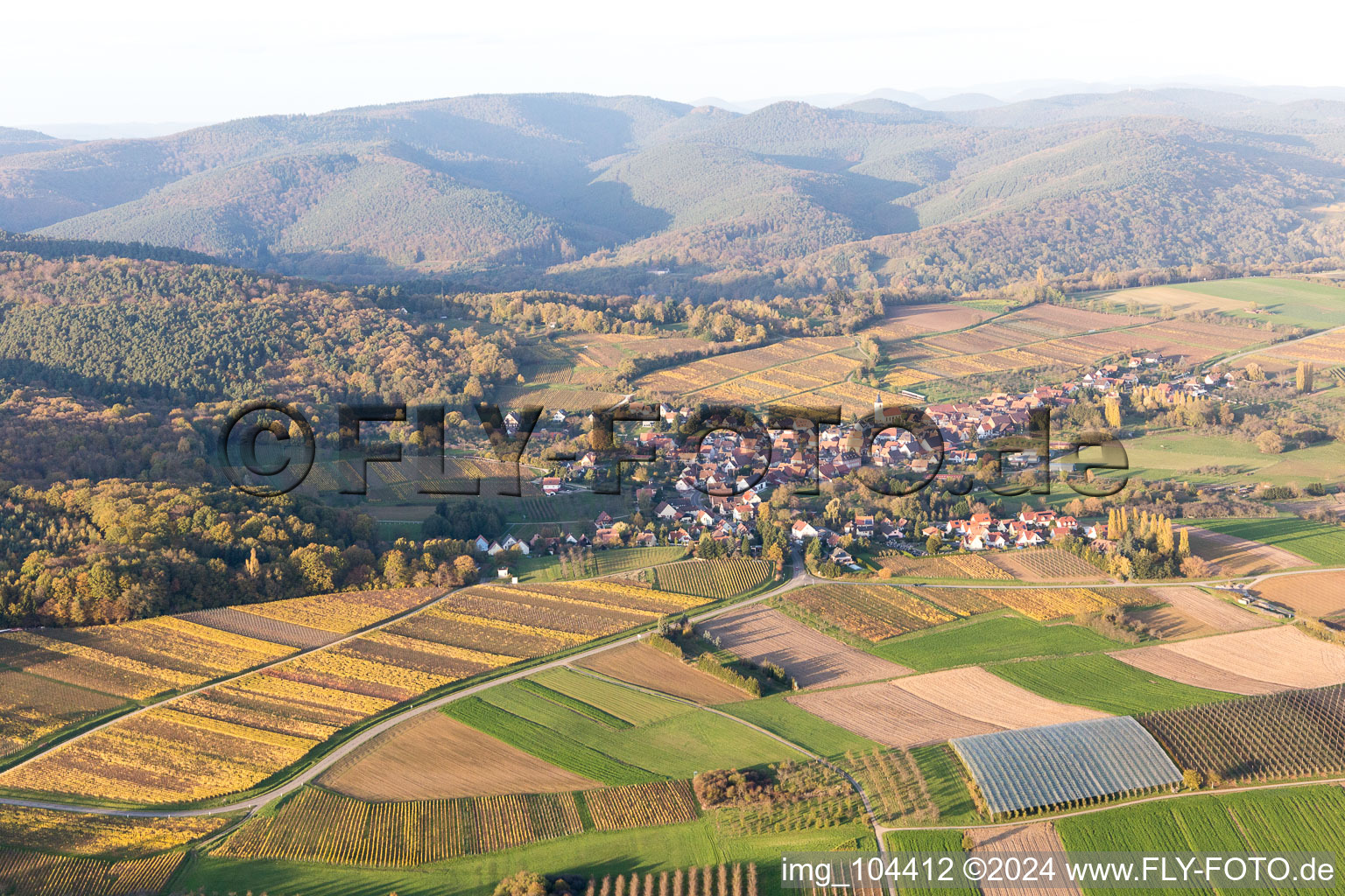 Cleebourg dans le département Bas Rhin, France depuis l'avion