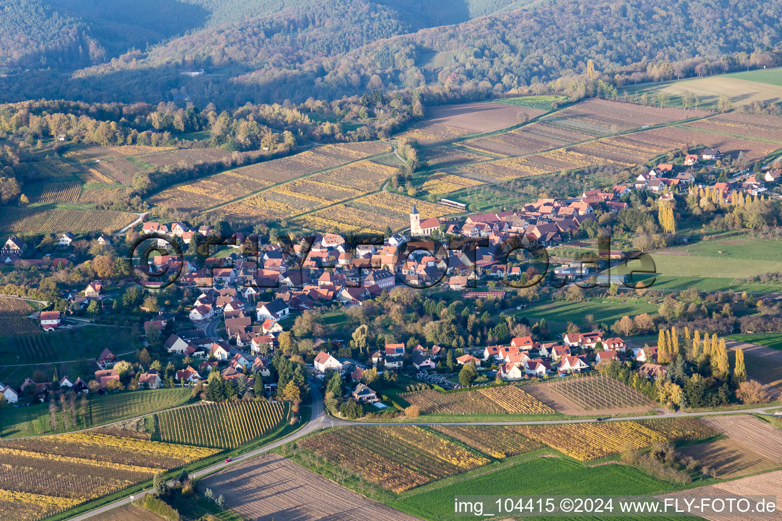 Vue d'oiseau de Cleebourg dans le département Bas Rhin, France