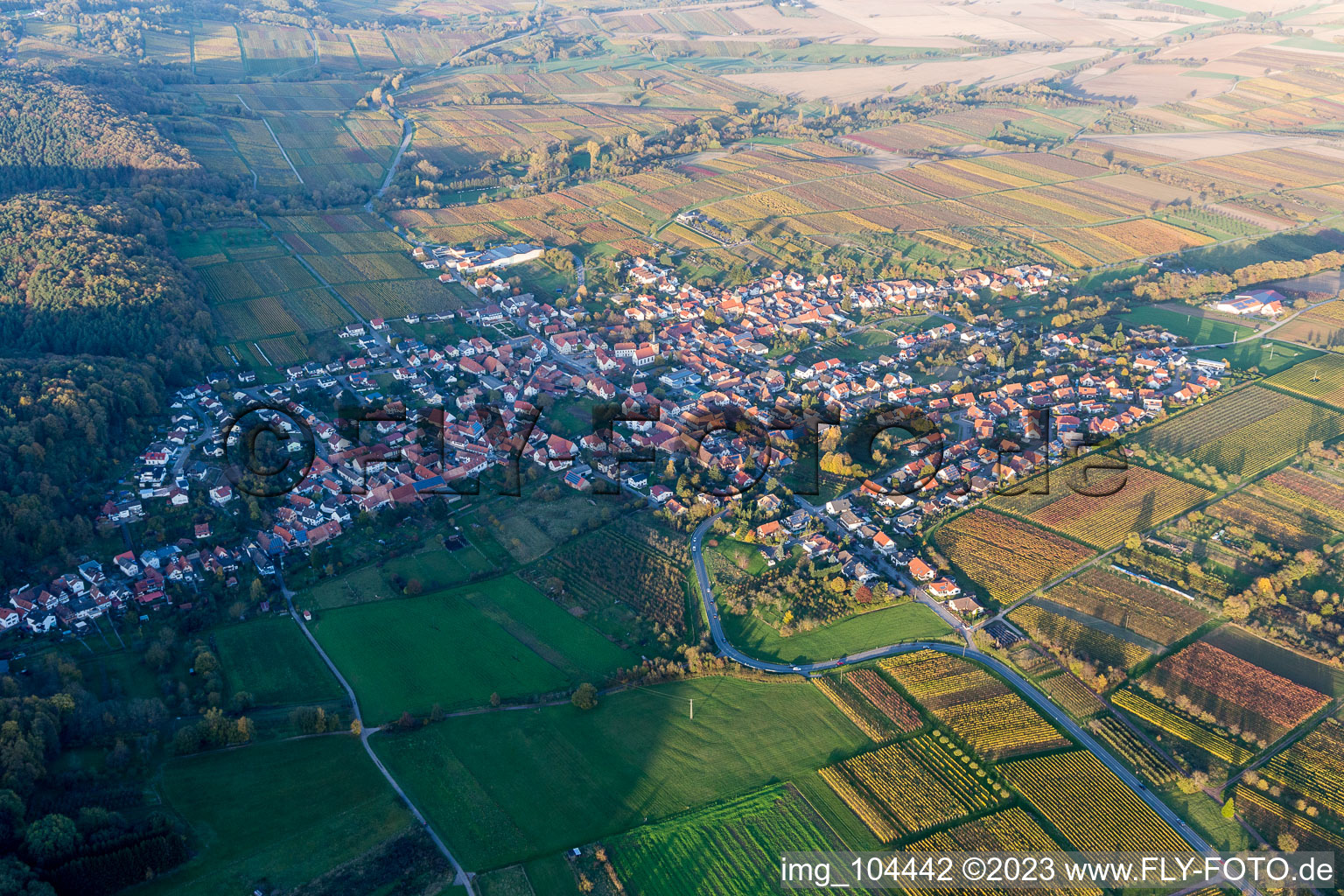 Oberotterbach dans le département Rhénanie-Palatinat, Allemagne depuis l'avion
