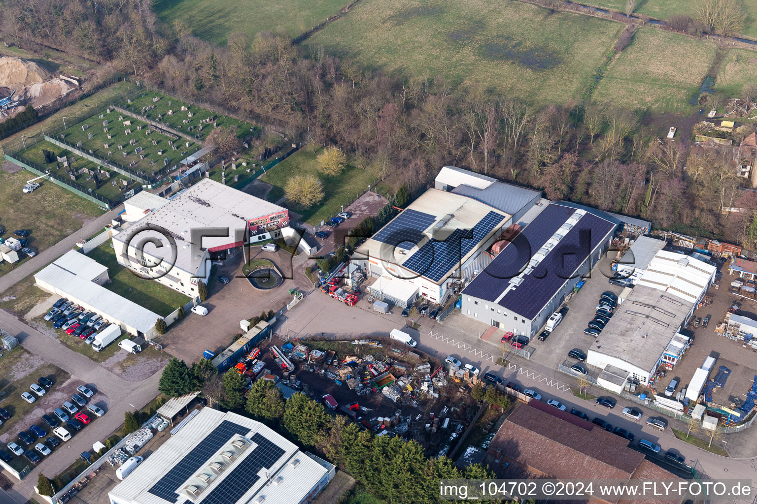 Zone industrielle de Horst à le quartier Minderslachen in Kandel dans le département Rhénanie-Palatinat, Allemagne vue d'en haut