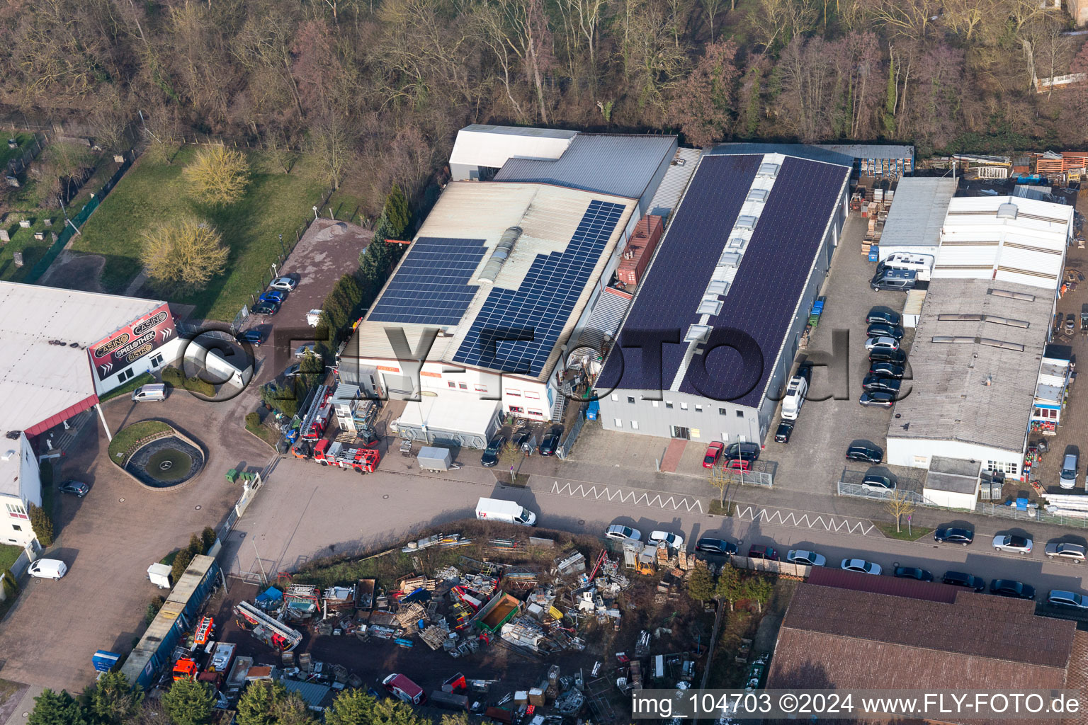 Zone industrielle de Horst à le quartier Minderslachen in Kandel dans le département Rhénanie-Palatinat, Allemagne depuis l'avion