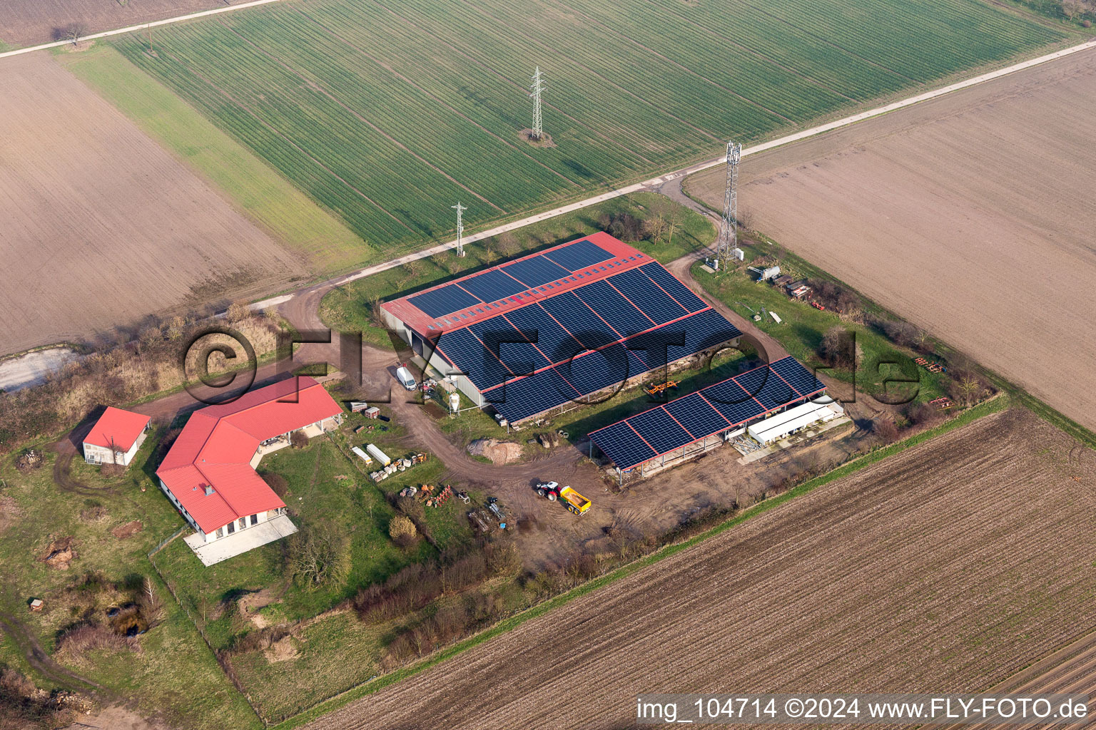 Vue aérienne de Aussiedlerhof à Erlenbach bei Kandel dans le département Rhénanie-Palatinat, Allemagne