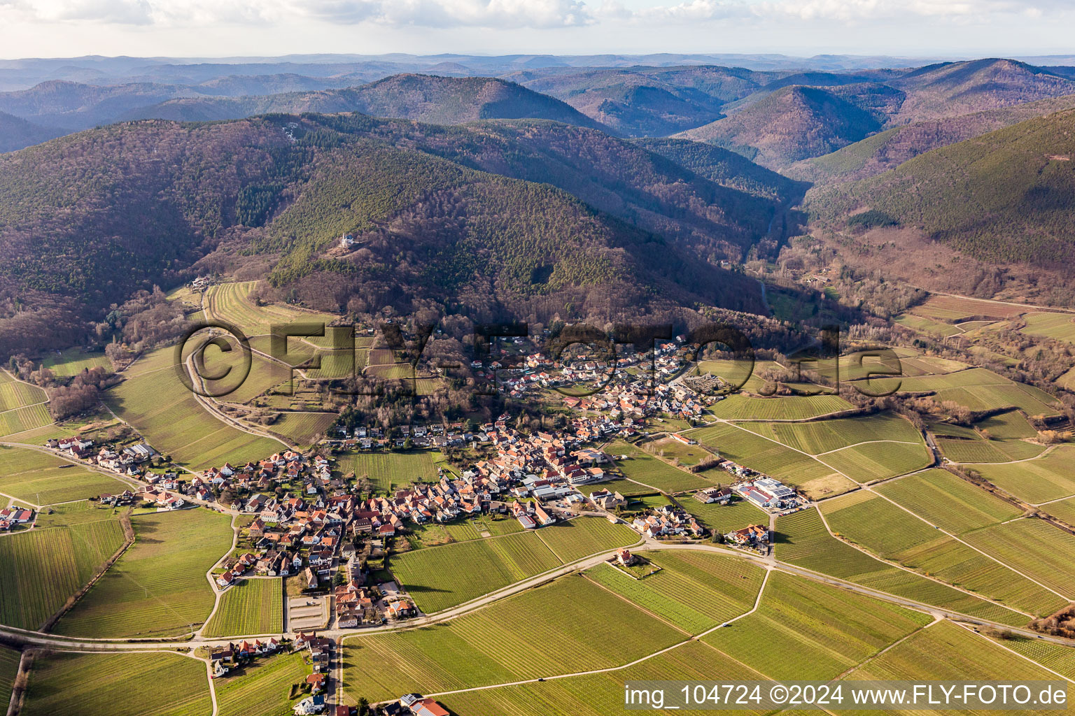 Photographie aérienne de Burrweiler dans le département Rhénanie-Palatinat, Allemagne