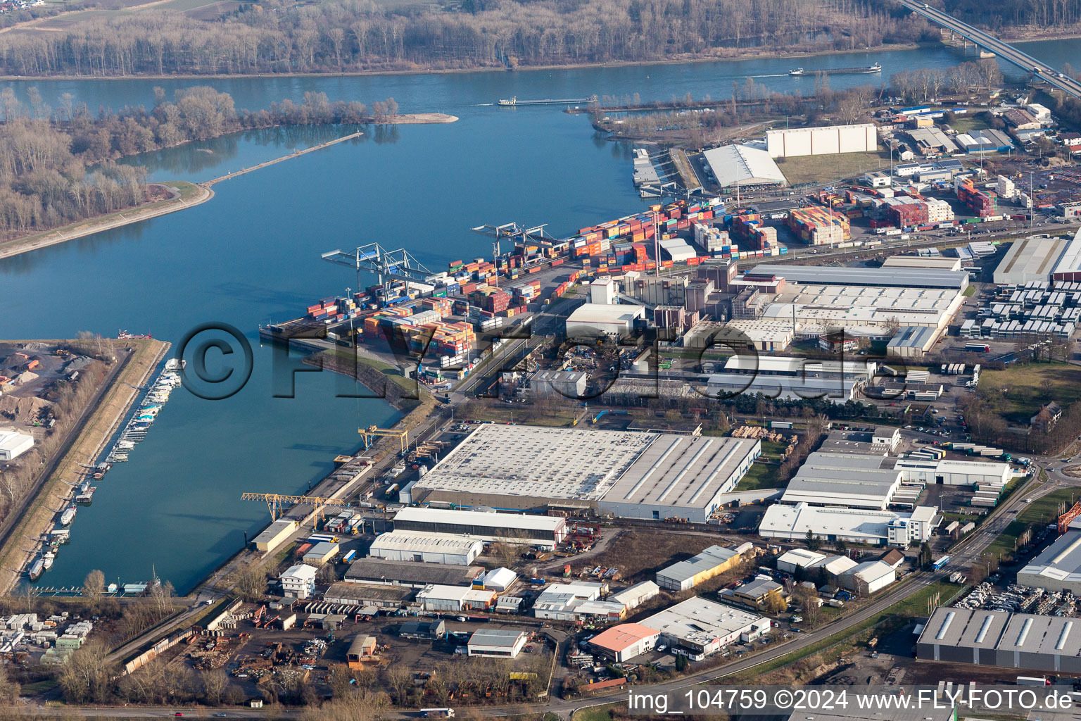 Vue aérienne de Port à Germersheim dans le département Rhénanie-Palatinat, Allemagne