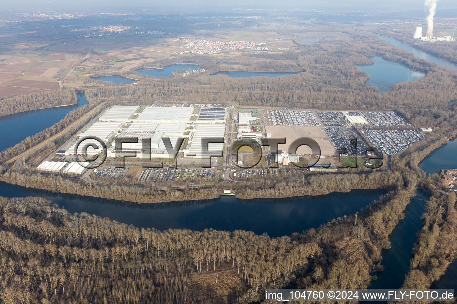 Vue oblique de Vert île à Germersheim dans le département Rhénanie-Palatinat, Allemagne