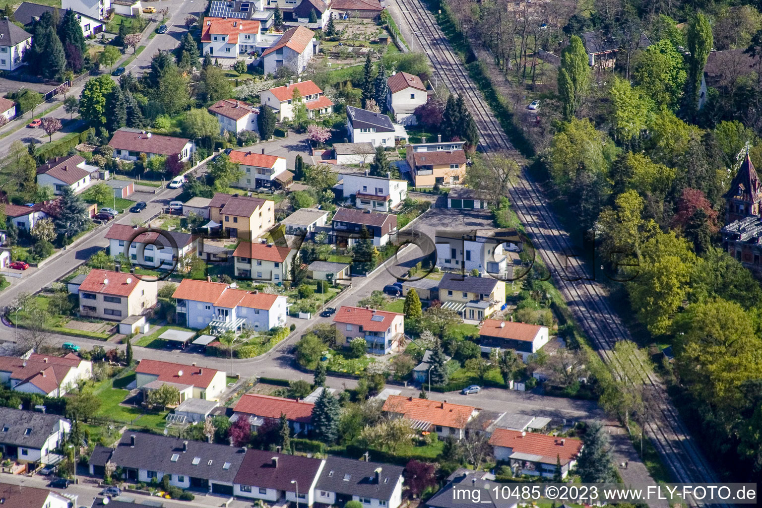 Vue aérienne de Germersheimer Strasse, Kandeler Strasse à Jockgrim dans le département Rhénanie-Palatinat, Allemagne