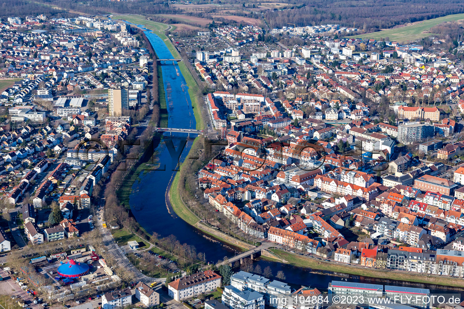 Vue aérienne de Friedrichring à Rastatt dans le département Bade-Wurtemberg, Allemagne