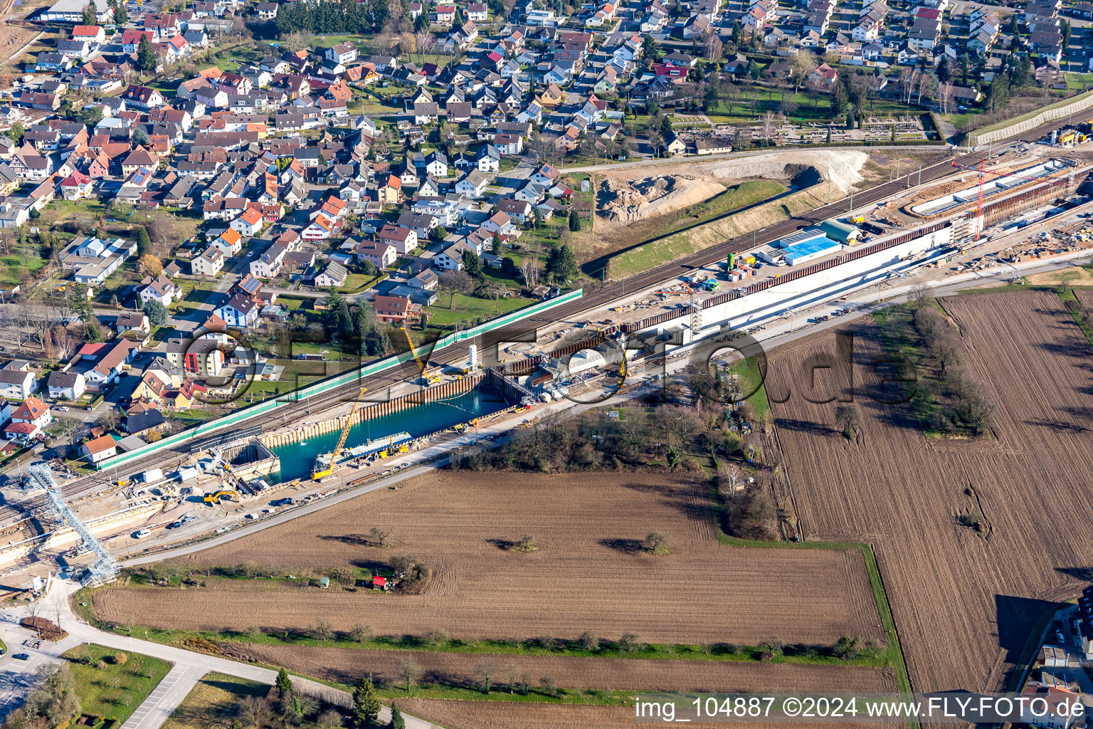 Vue aérienne de Quartier Niederbühl in Rastatt dans le département Bade-Wurtemberg, Allemagne