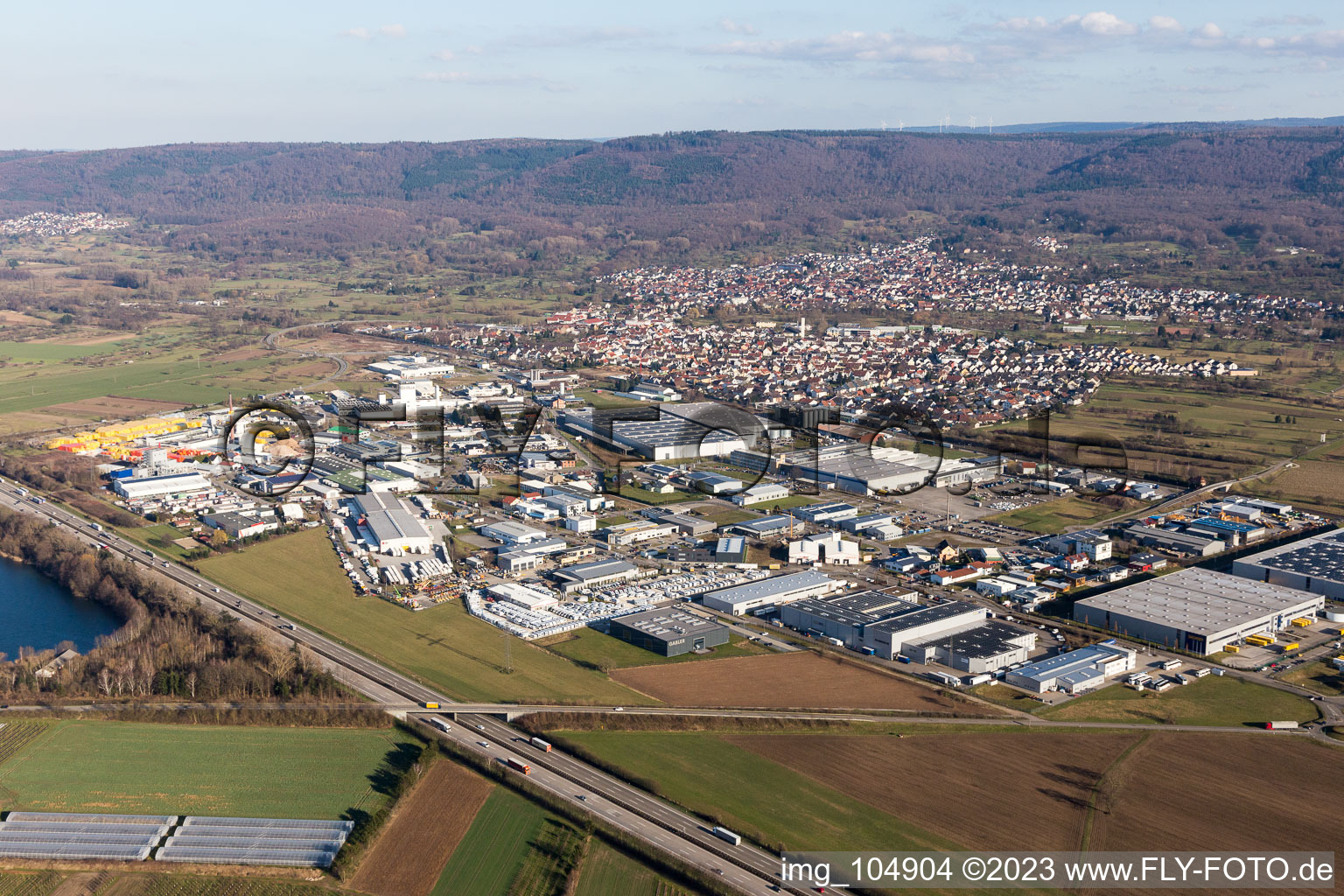 Vue aérienne de Zone industrielle à Malsch dans le département Bade-Wurtemberg, Allemagne