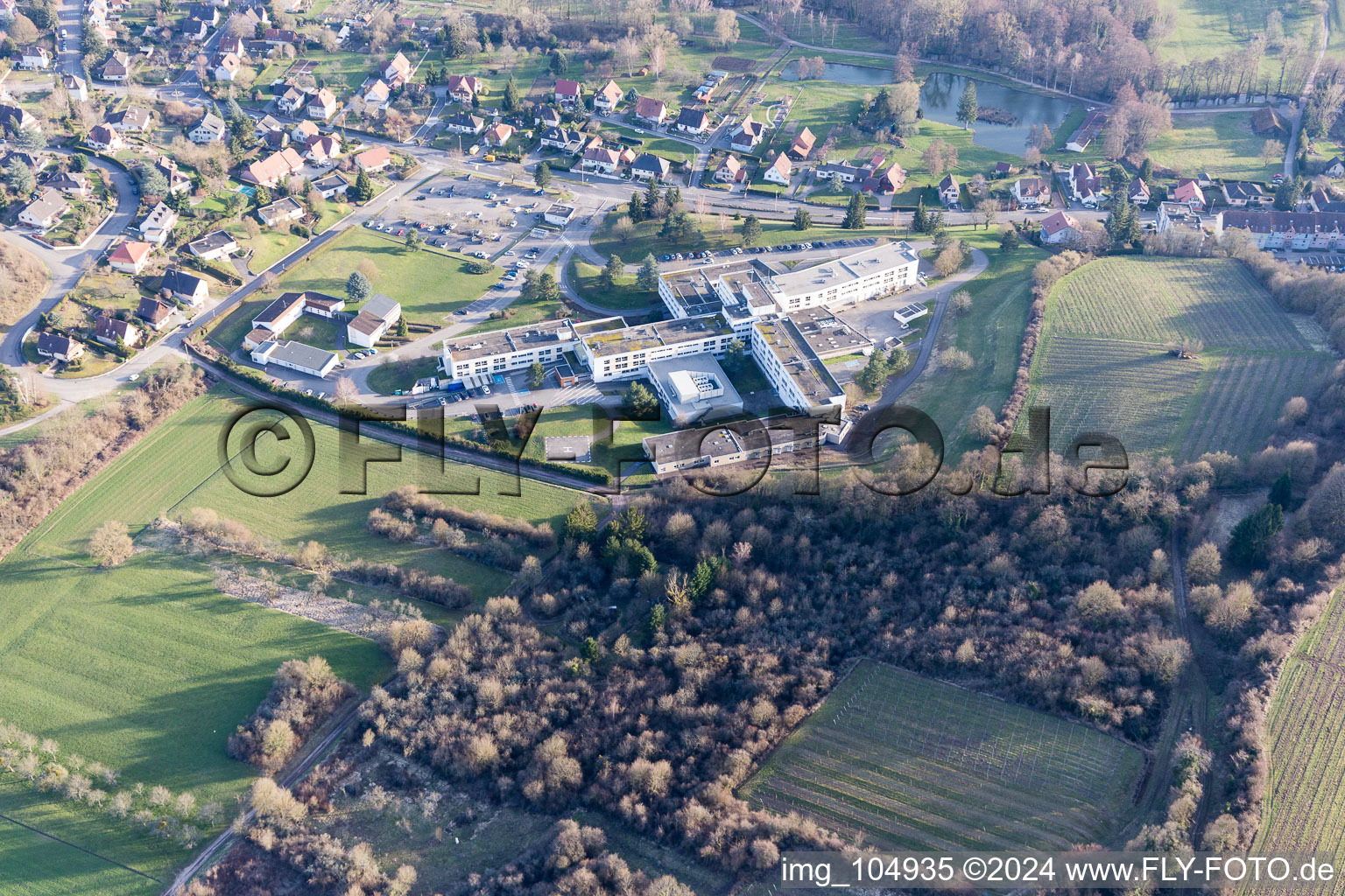 Vue aérienne de Clinique à Wissembourg dans le département Bas Rhin, France