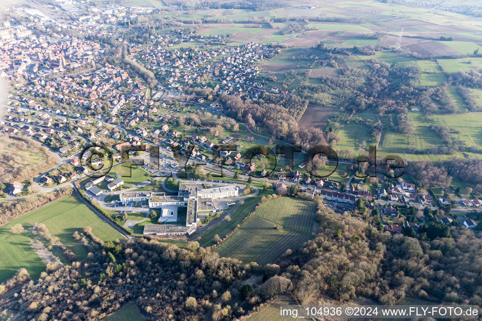 Vue aérienne de Clinique à Wissembourg dans le département Bas Rhin, France