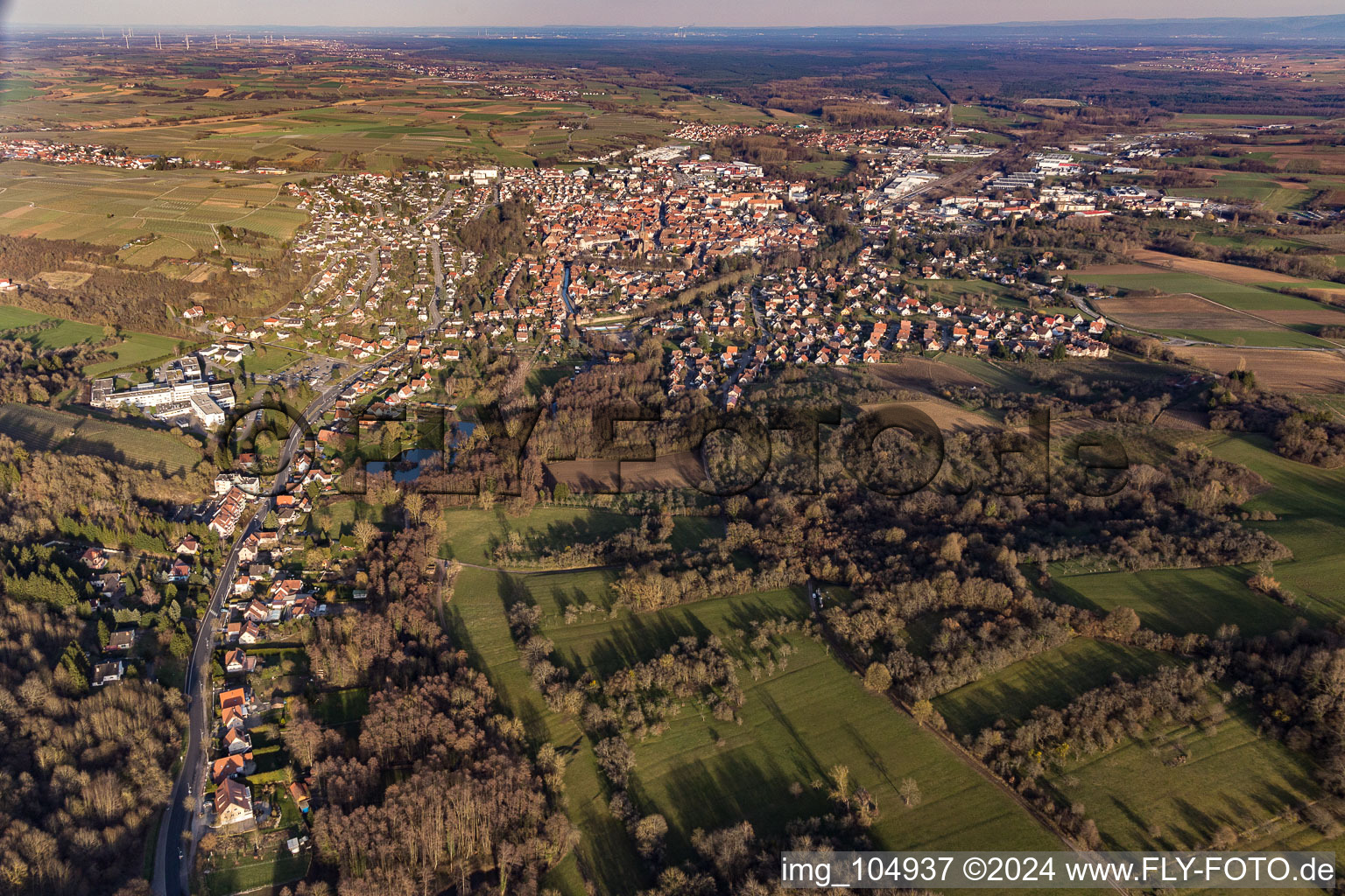 Vue aérienne de Wissembourg dans le département Bas Rhin, France