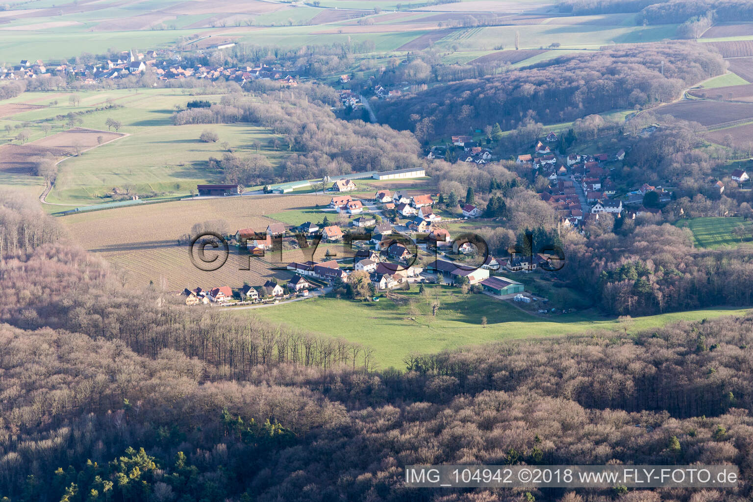 Vue aérienne de Drachenbronn à Drachenbronn-Birlenbach dans le département Bas Rhin, France
