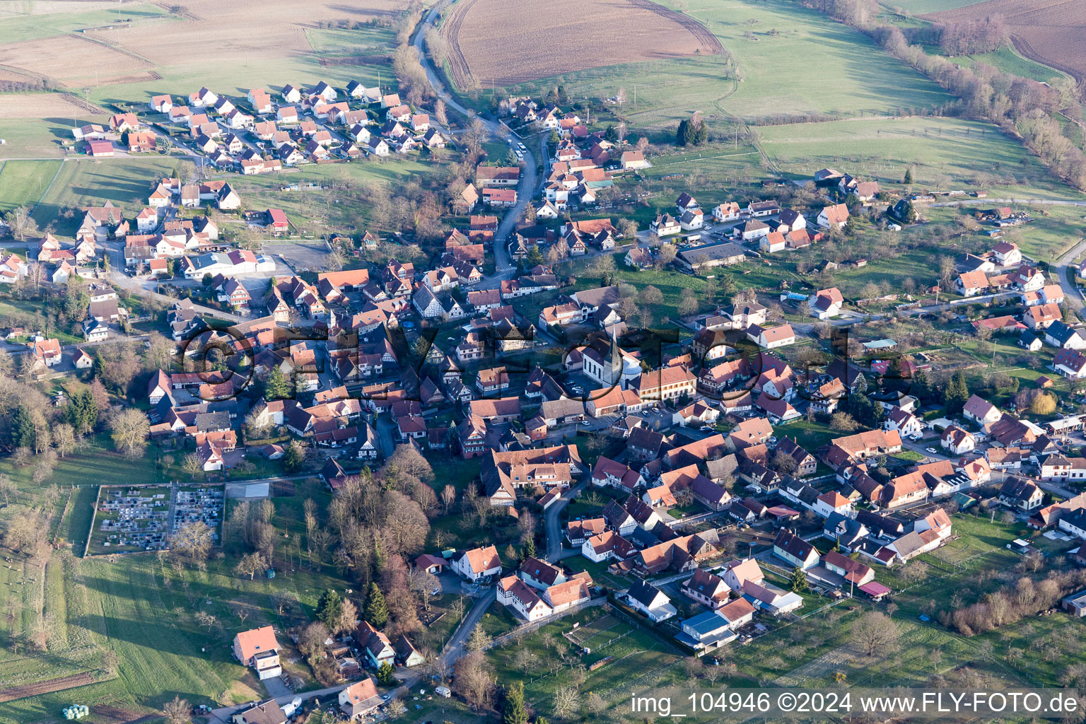 Vue oblique de Lampertsloch dans le département Bas Rhin, France