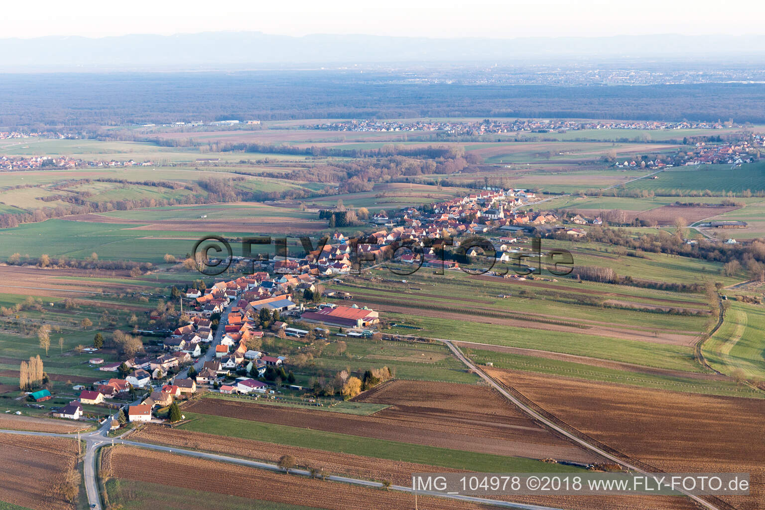 Forstheim dans le département Bas Rhin, France vue du ciel