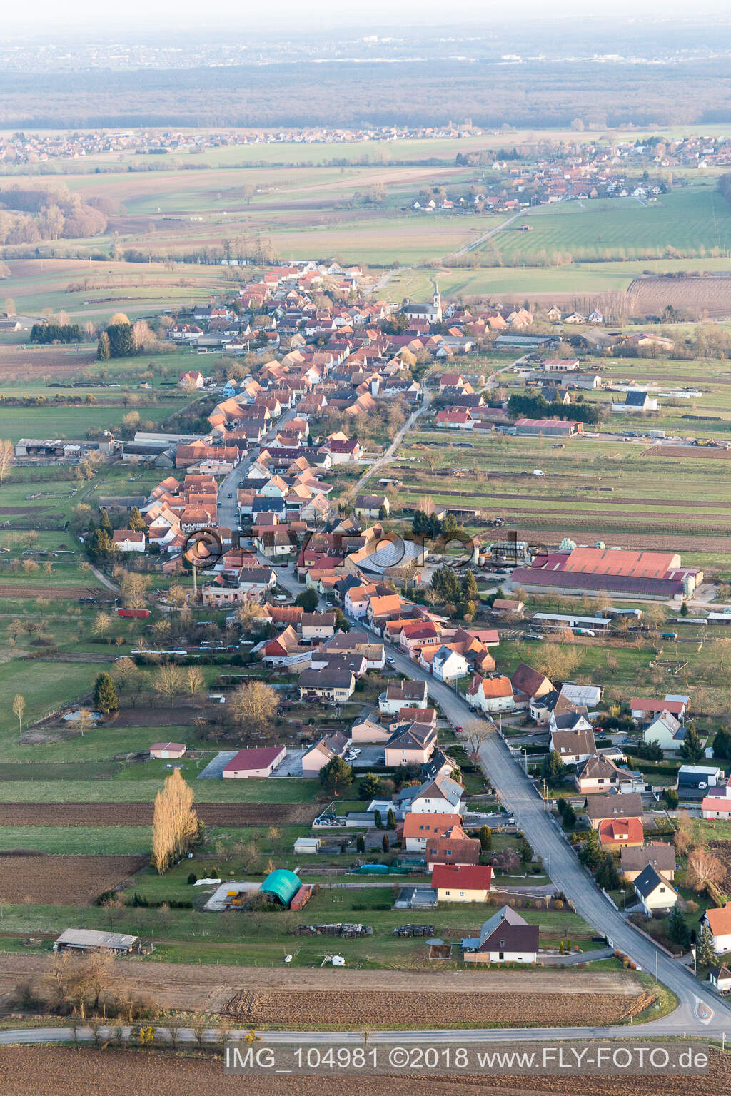 Enregistrement par drone de Forstheim dans le département Bas Rhin, France