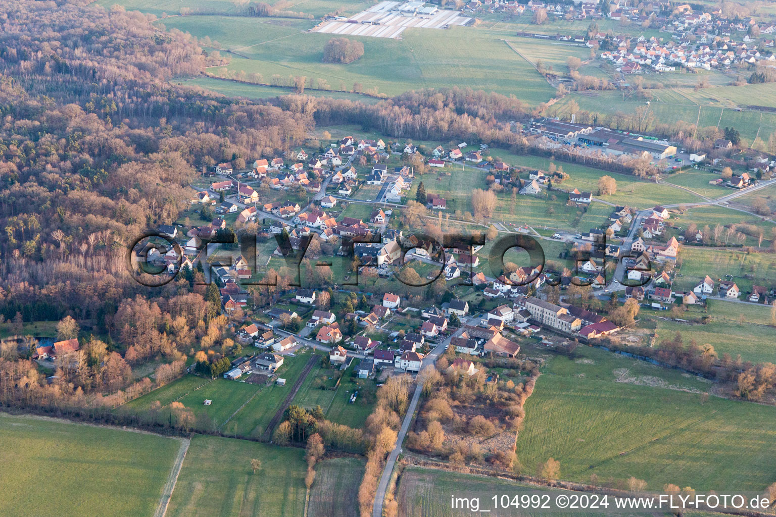 Vue oblique de Biblisheim dans le département Bas Rhin, France