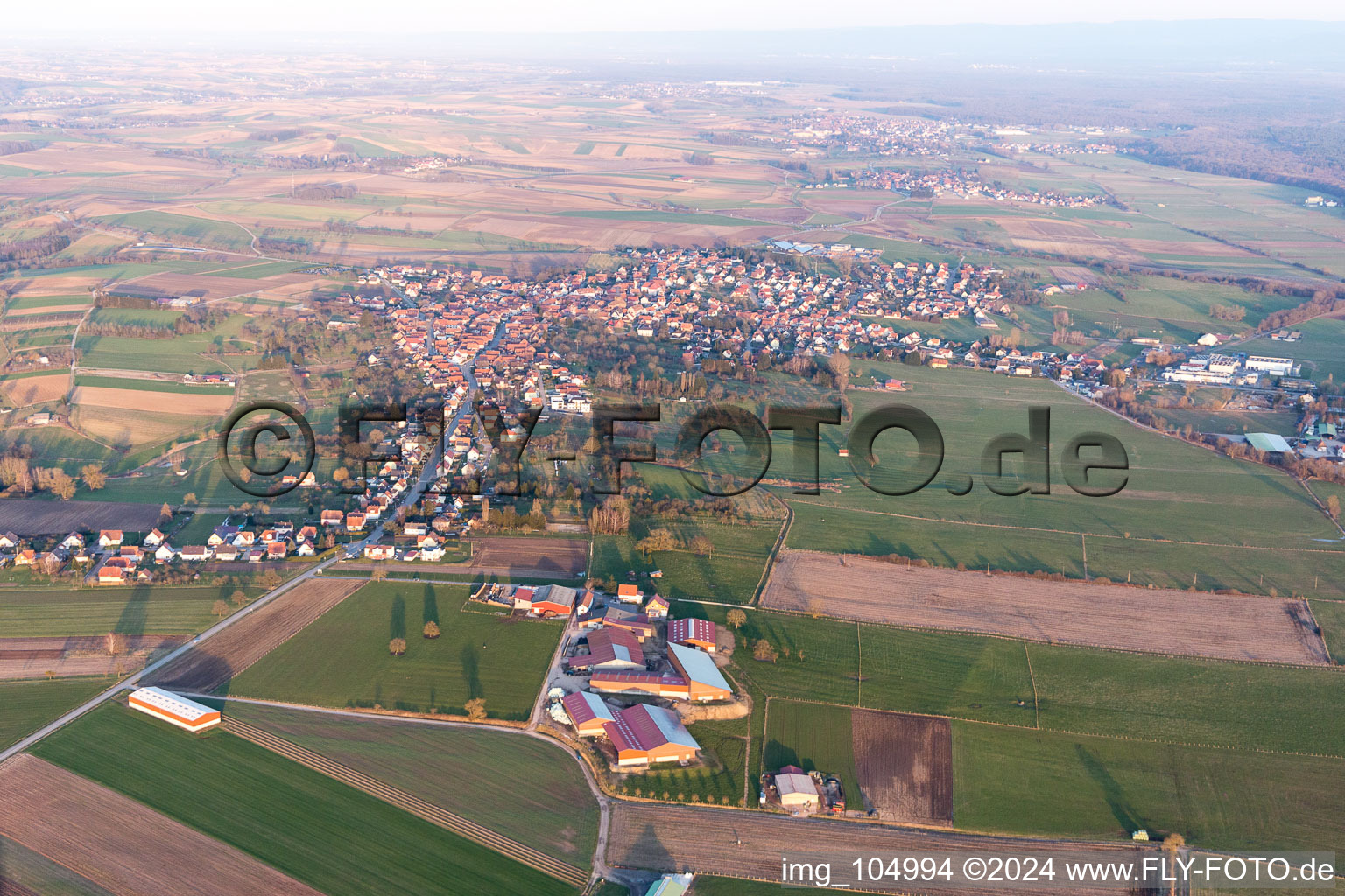 Vue d'oiseau de Surbourg dans le département Bas Rhin, France