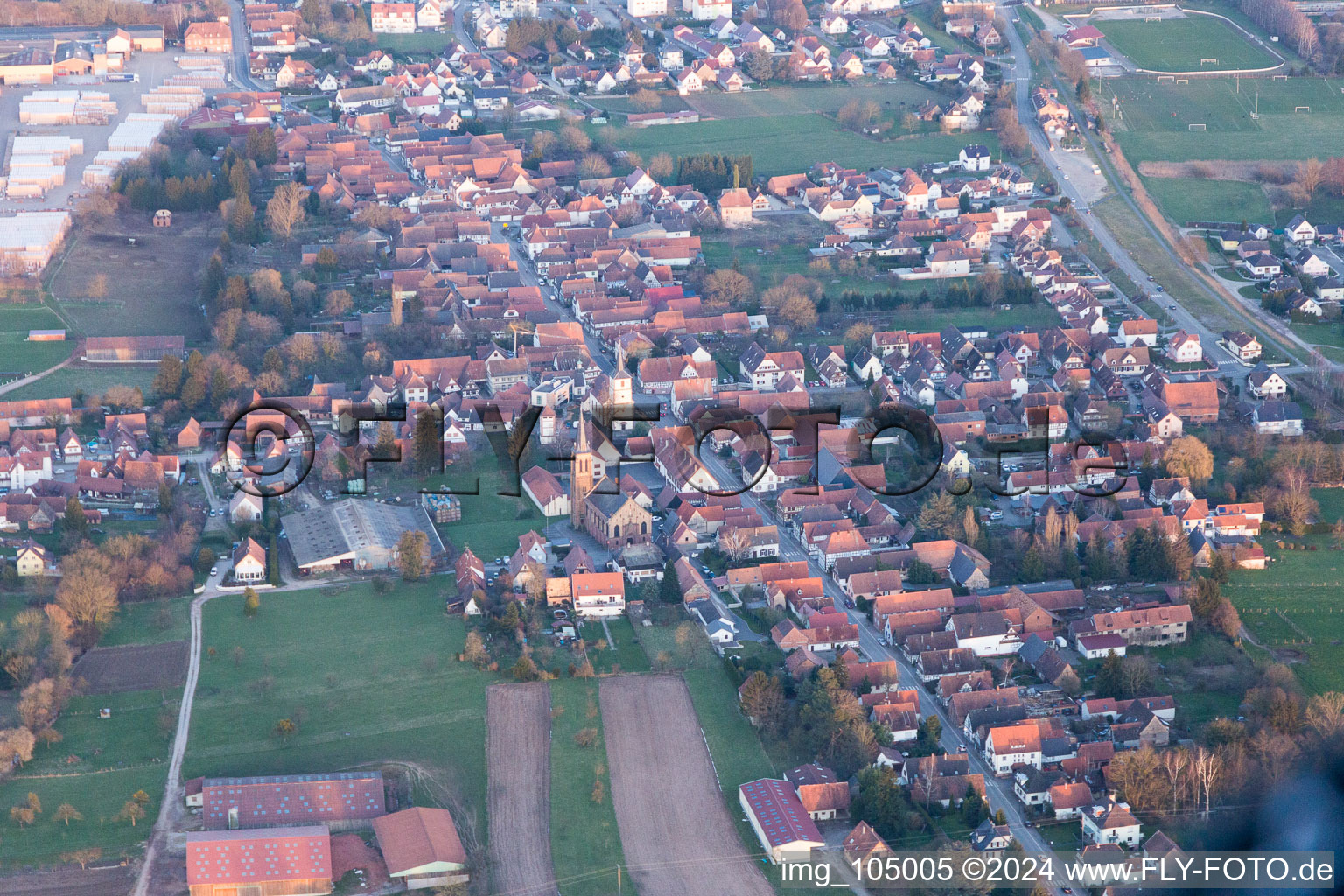 Vue oblique de Betschdorf dans le département Bas Rhin, France