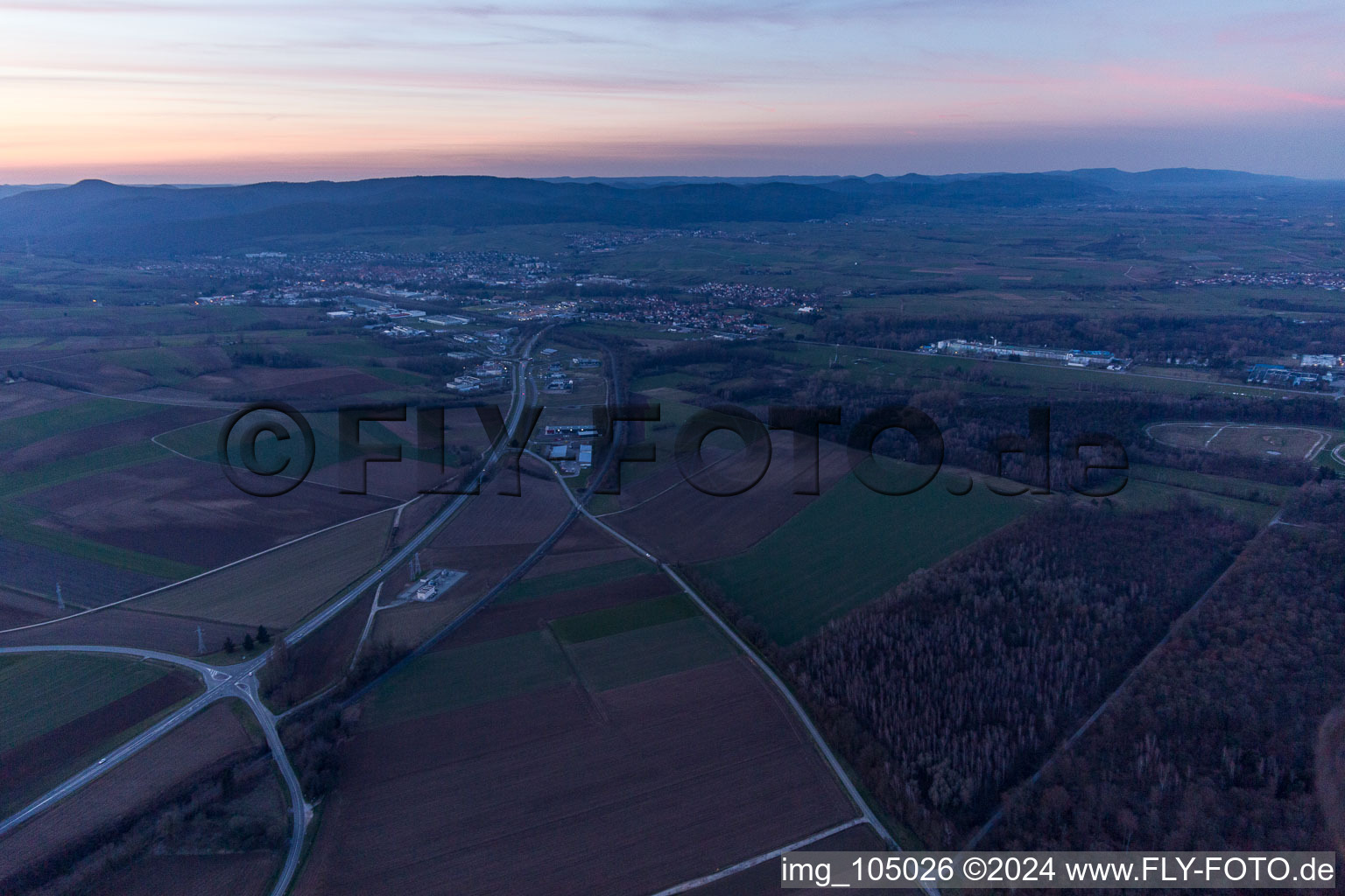 Vue oblique de Wissembourg dans le département Bas Rhin, France