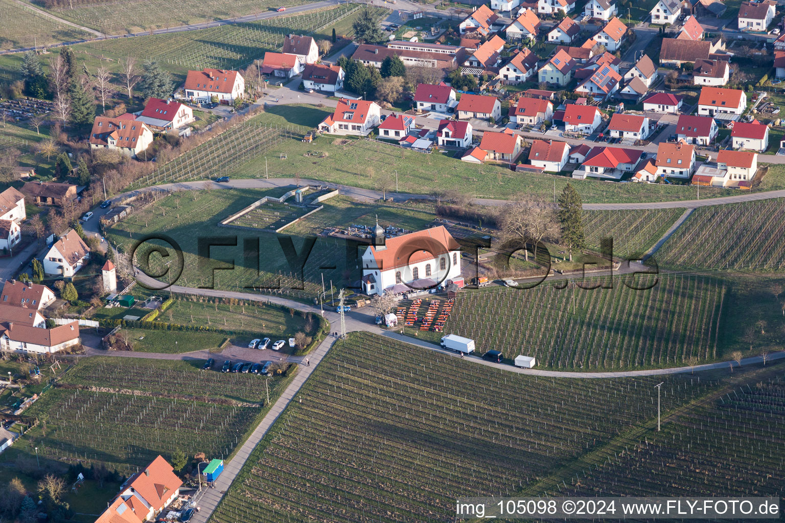 Photographie aérienne de Chapelle Saint-Denys à le quartier Gleiszellen in Gleiszellen-Gleishorbach dans le département Rhénanie-Palatinat, Allemagne