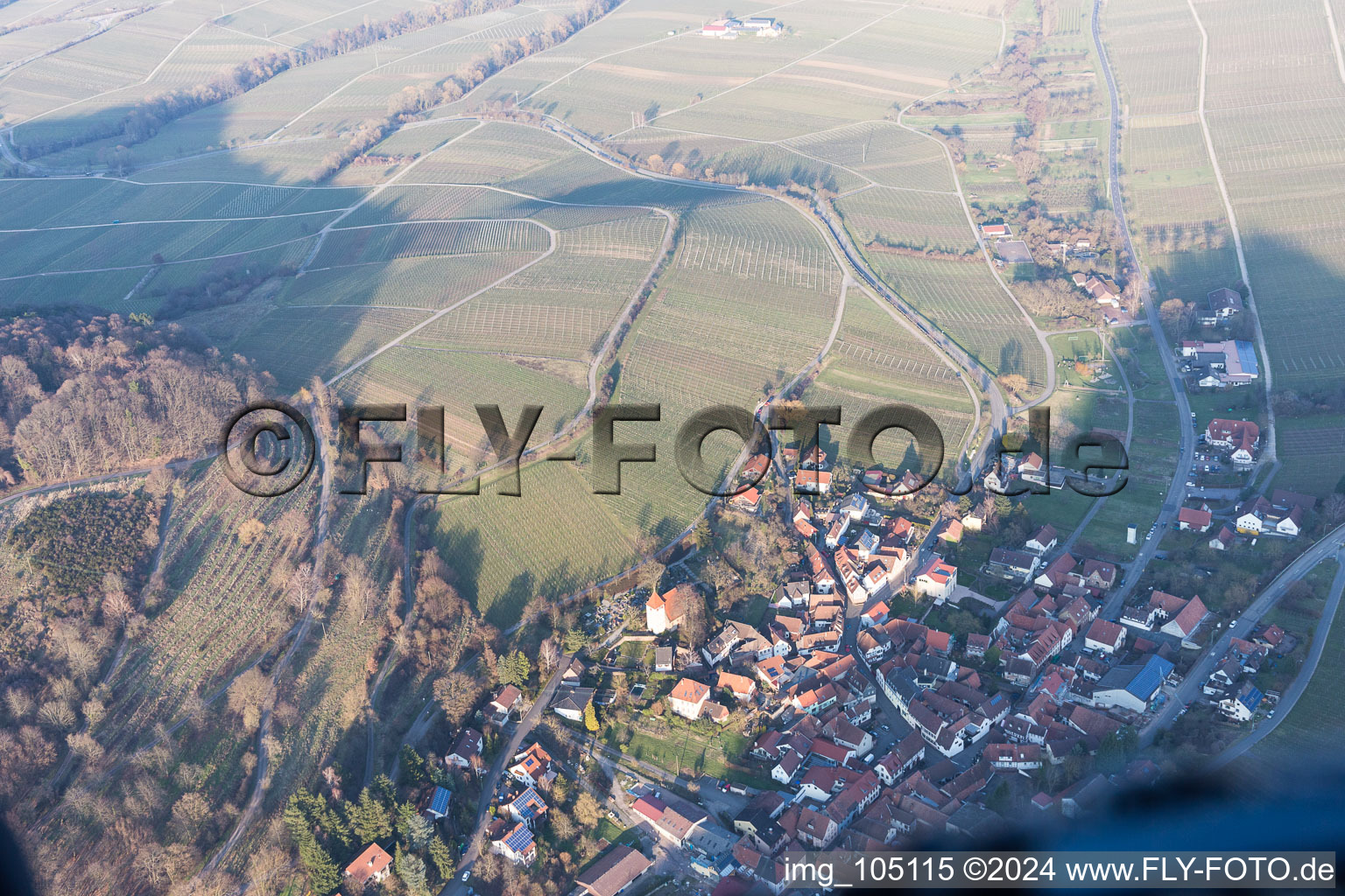 Leinsweiler dans le département Rhénanie-Palatinat, Allemagne du point de vue du drone