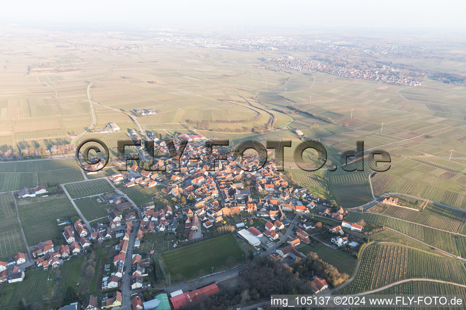 Vue oblique de Frankweiler dans le département Rhénanie-Palatinat, Allemagne