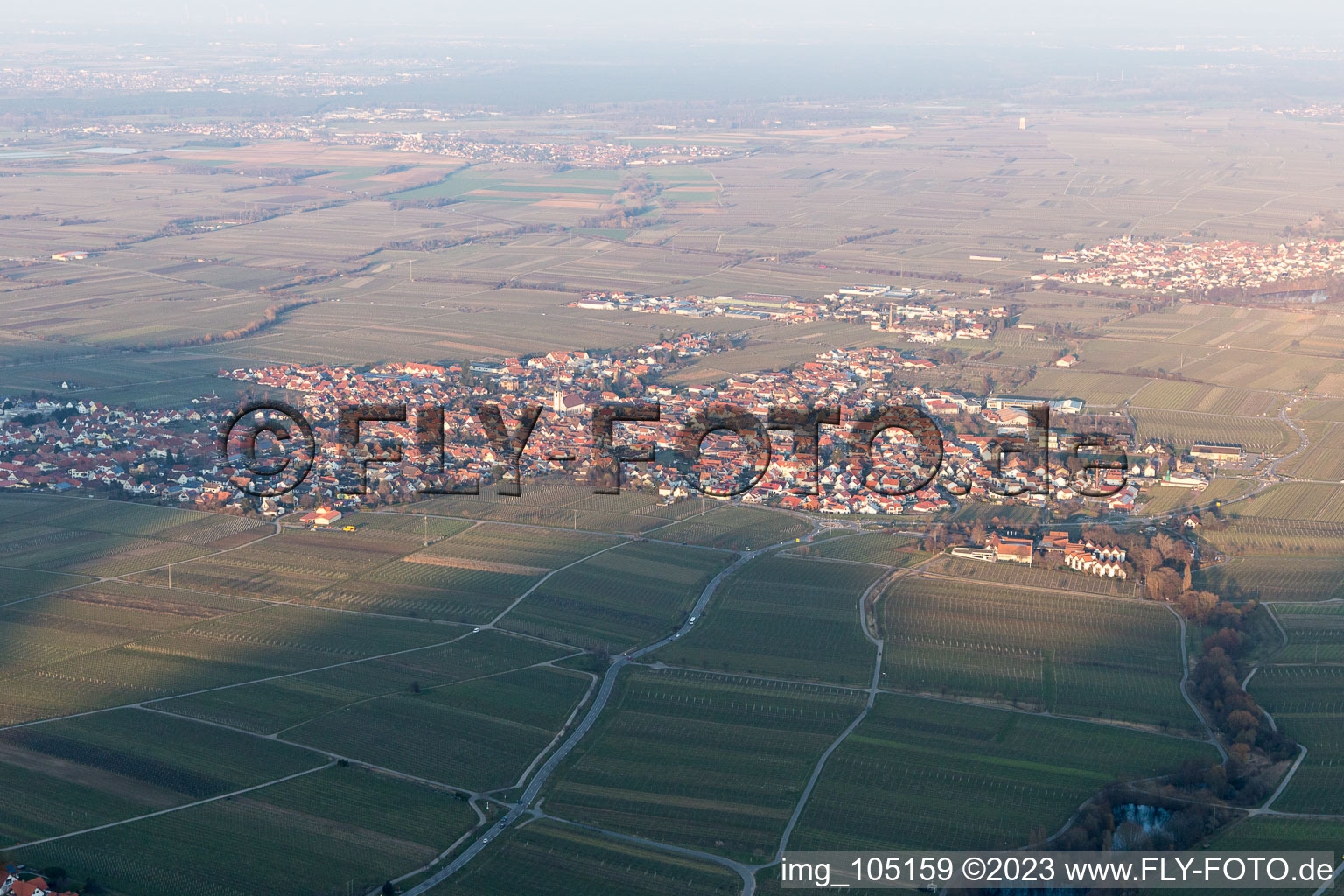 Vue oblique de Edenkoben dans le département Rhénanie-Palatinat, Allemagne