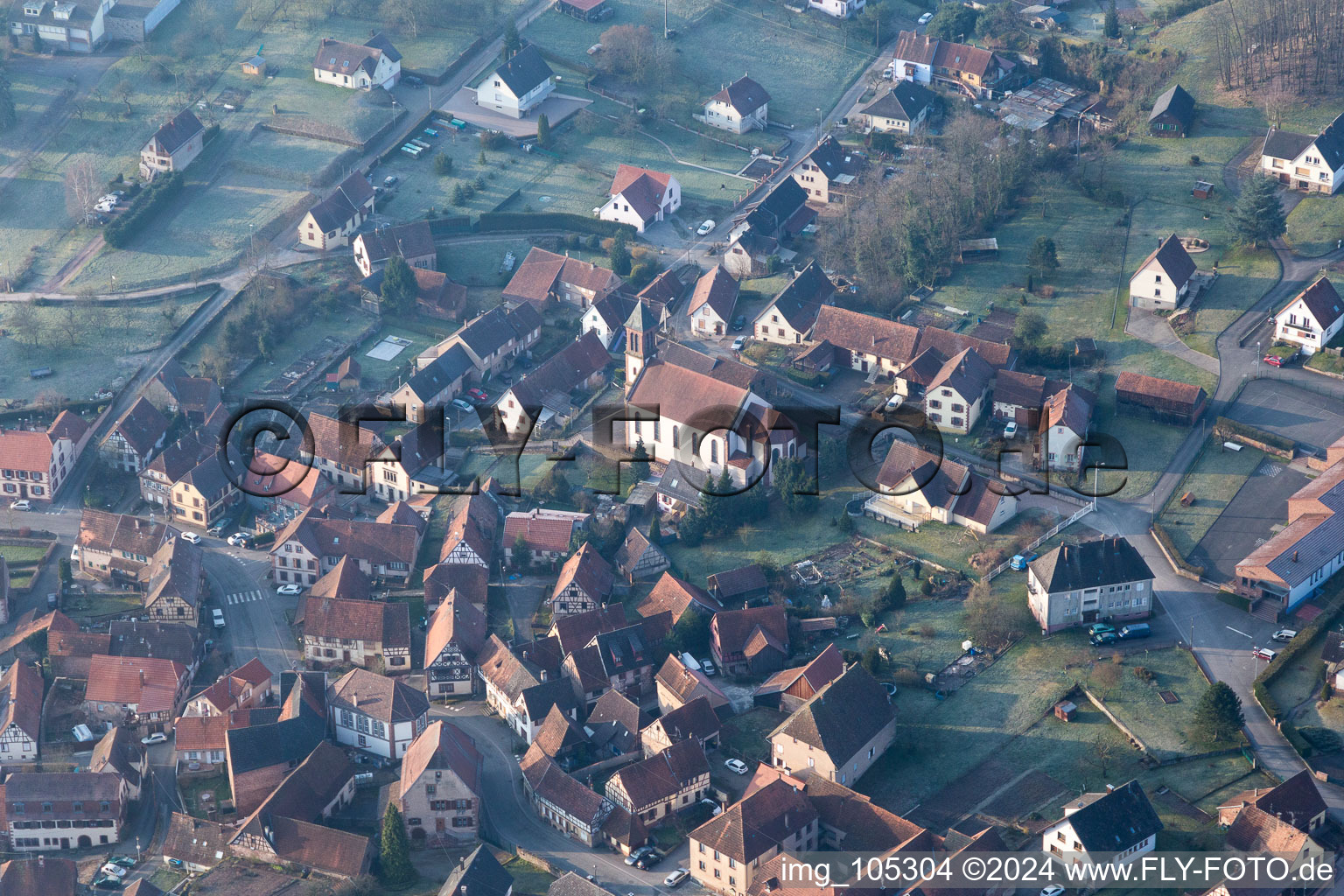 Photographie aérienne de Weiterswiller dans le département Bas Rhin, France