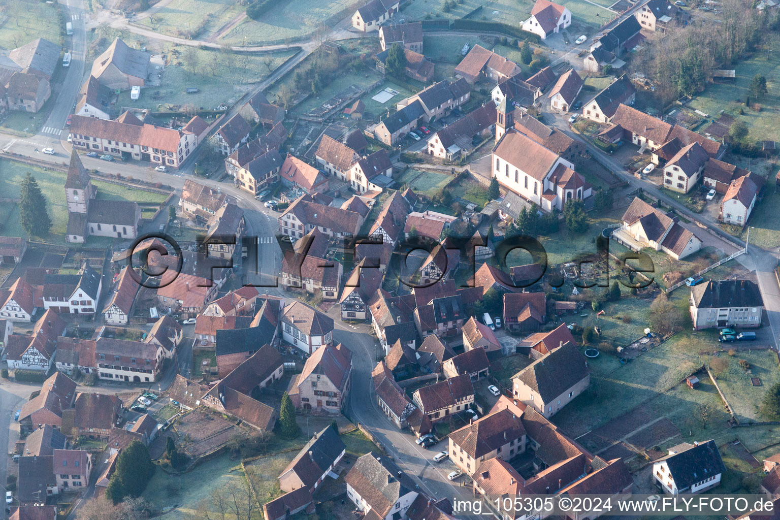 Vue oblique de Weiterswiller dans le département Bas Rhin, France