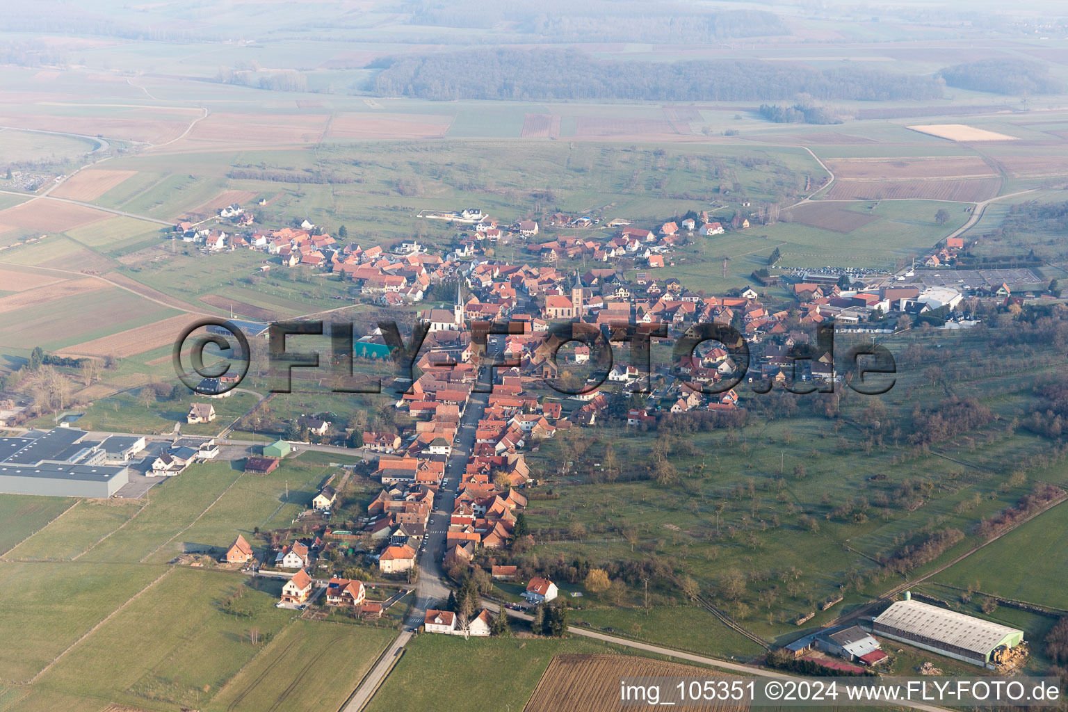 Photographie aérienne de Issenhausen dans le département Bas Rhin, France