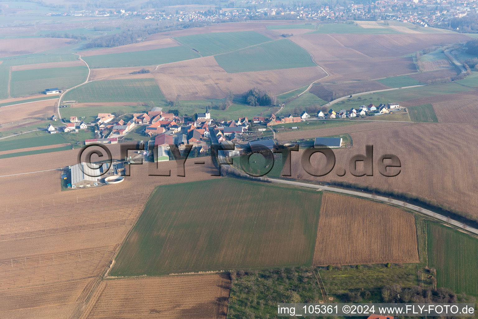 Vue aérienne de Ringeldorf dans le département Bas Rhin, France