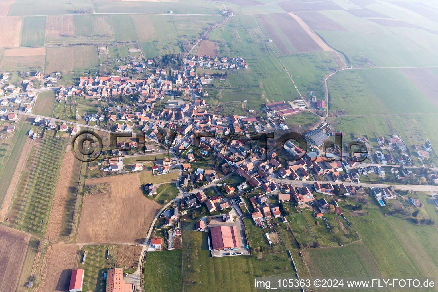 Vue aérienne de Morschwiller dans le département Bas Rhin, France