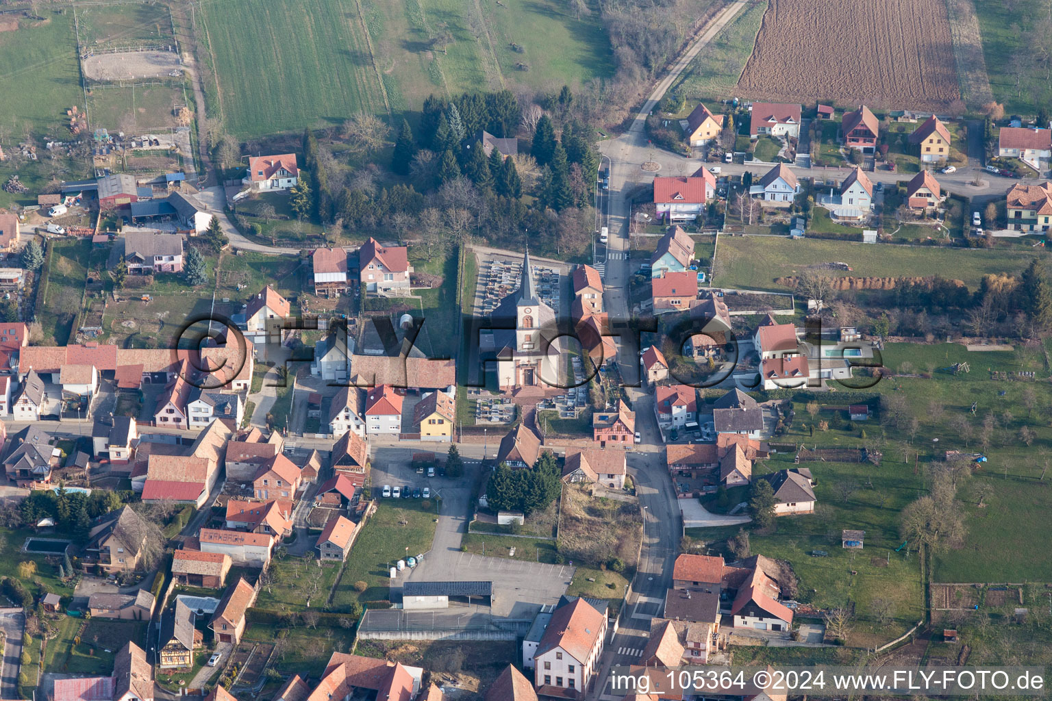 Vue aérienne de Morschwiller dans le département Bas Rhin, France