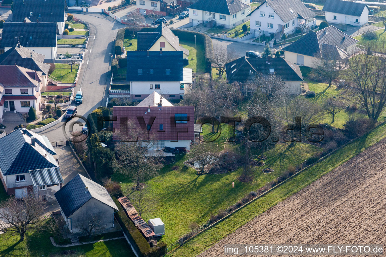 Enregistrement par drone de Schleithal dans le département Bas Rhin, France