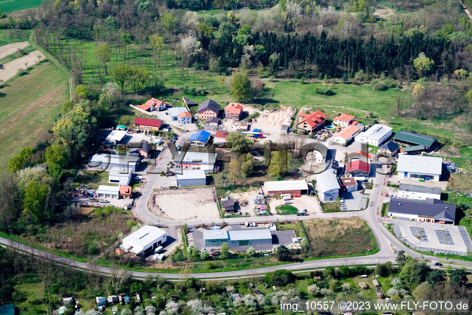 Vue aérienne de Zone tissulaire sud à Jockgrim dans le département Rhénanie-Palatinat, Allemagne