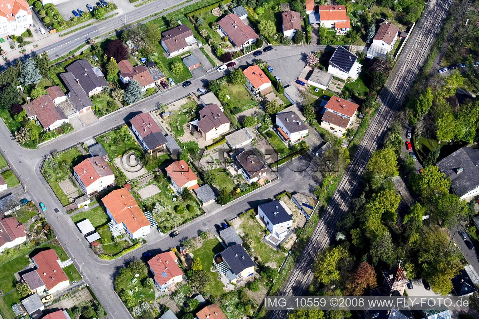 Vue aérienne de Rue Germersheimer à Jockgrim dans le département Rhénanie-Palatinat, Allemagne