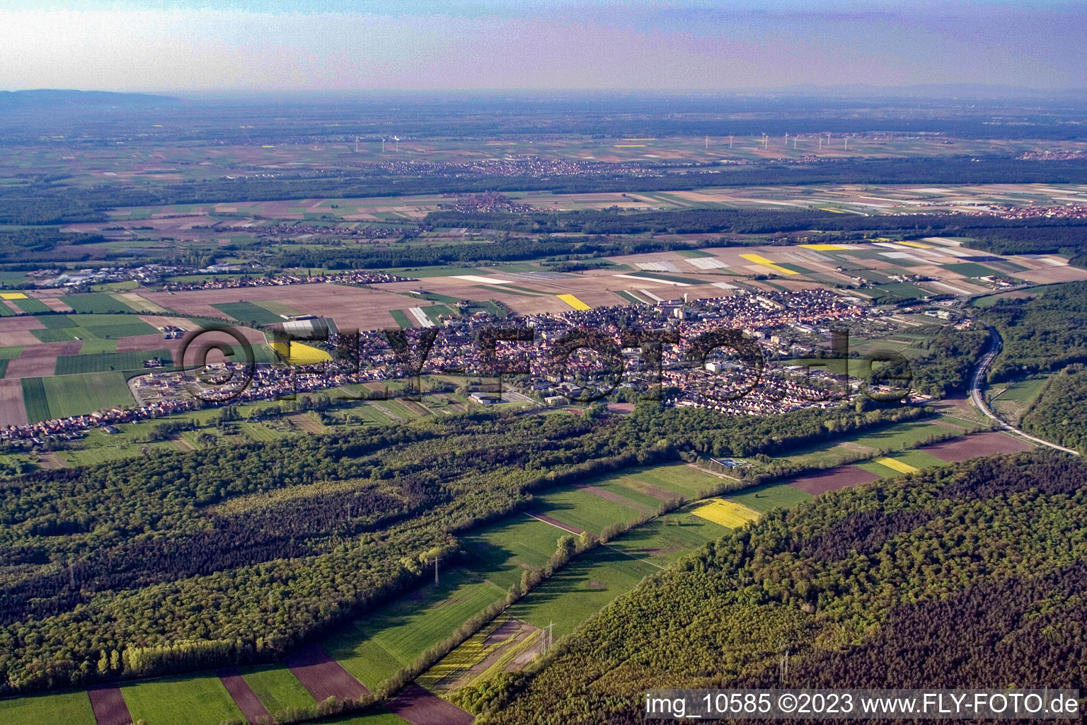 Vue aérienne de Du sud-ouest à Kandel dans le département Rhénanie-Palatinat, Allemagne