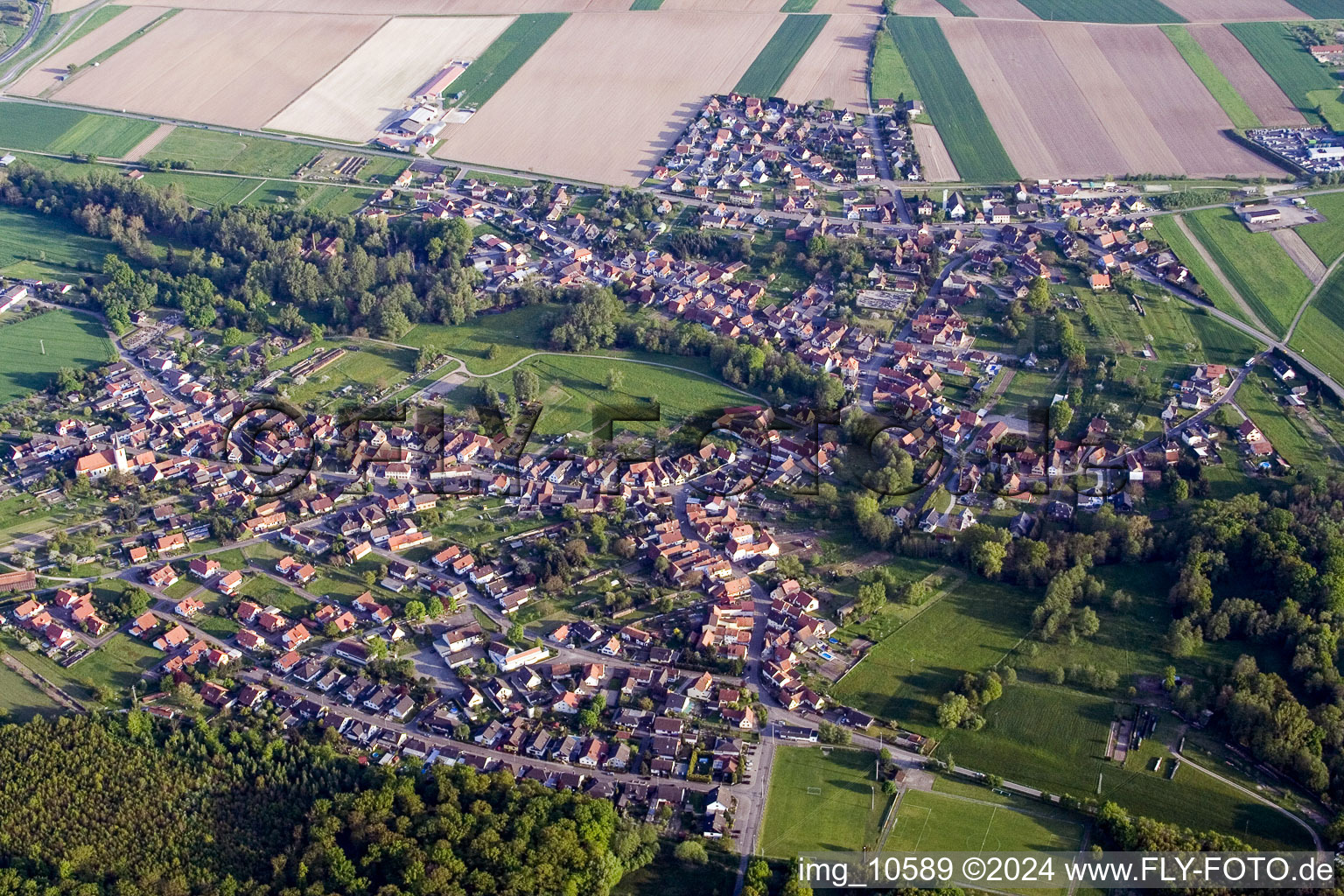 Scheibenhard dans le département Bas Rhin, France d'en haut