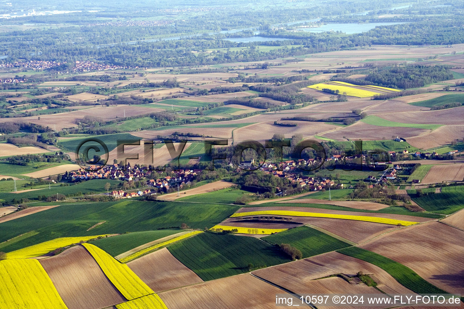 Photographie aérienne de Scheibenhardt à Scheibenhard dans le département Bas Rhin, France