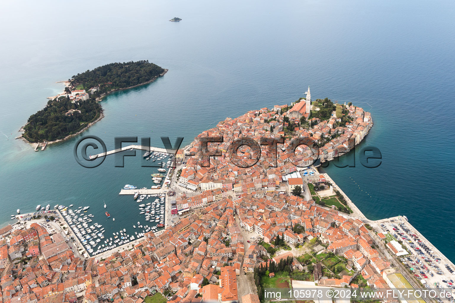 Vue oblique de Rovinj dans le département Gespanschaft Istrien, Croatie