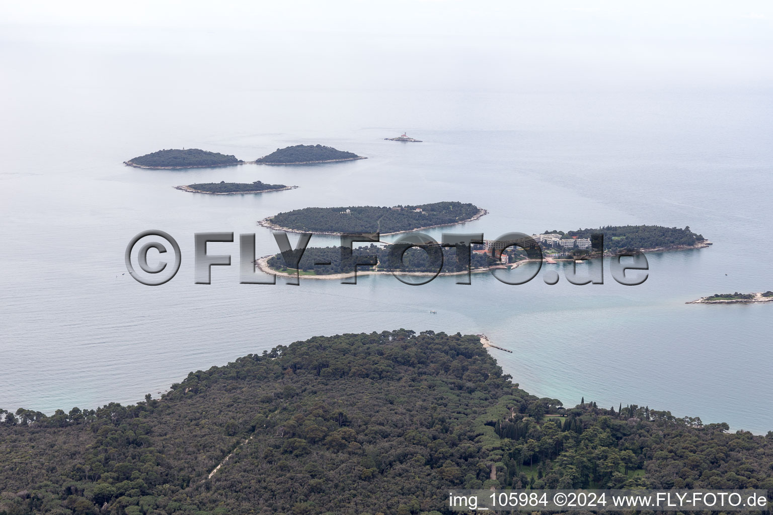 Vue d'oiseau de Rovinj dans le département Gespanschaft Istrien, Croatie