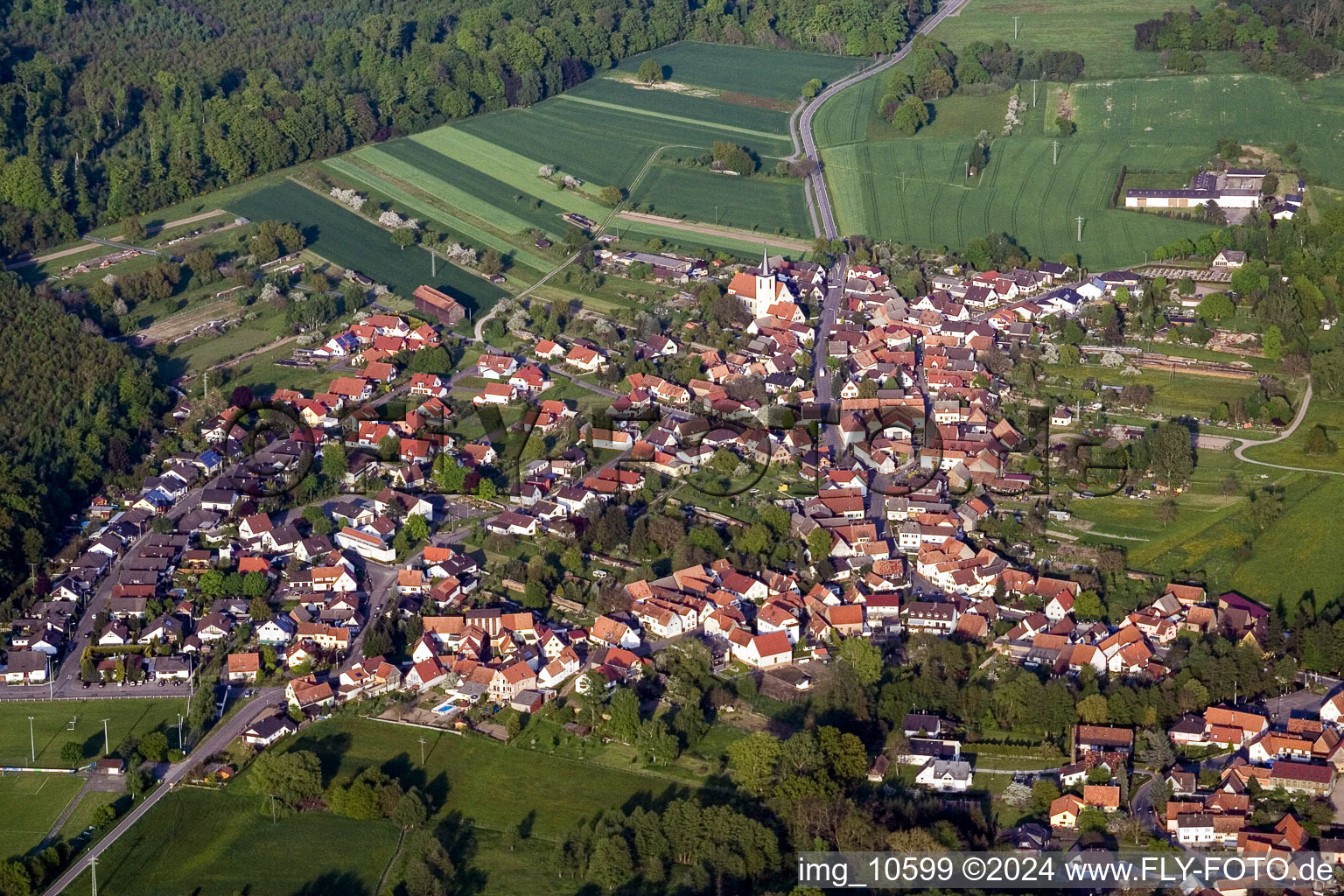 Vue oblique de Scheibenhardt à Scheibenhard dans le département Bas Rhin, France