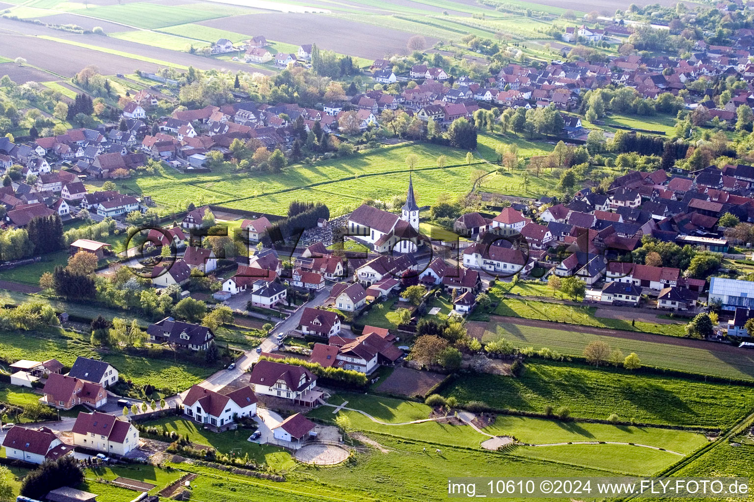 Vue aérienne de Seebach dans le département Bas Rhin, France