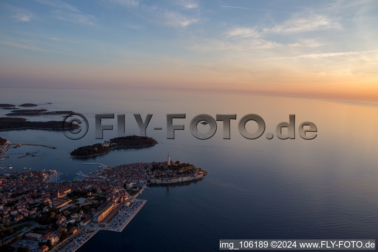 Vue oblique de Rovinj dans le département Gespanschaft Istrien, Croatie