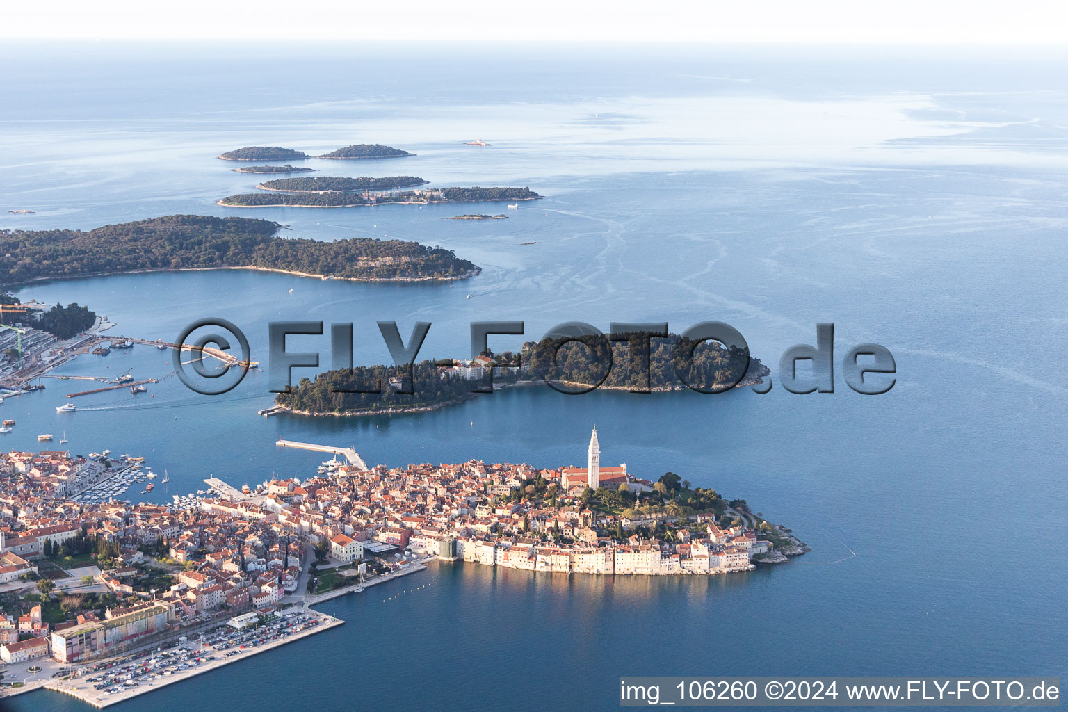 Vue oblique de Rovinj dans le département Gespanschaft Istrien, Croatie