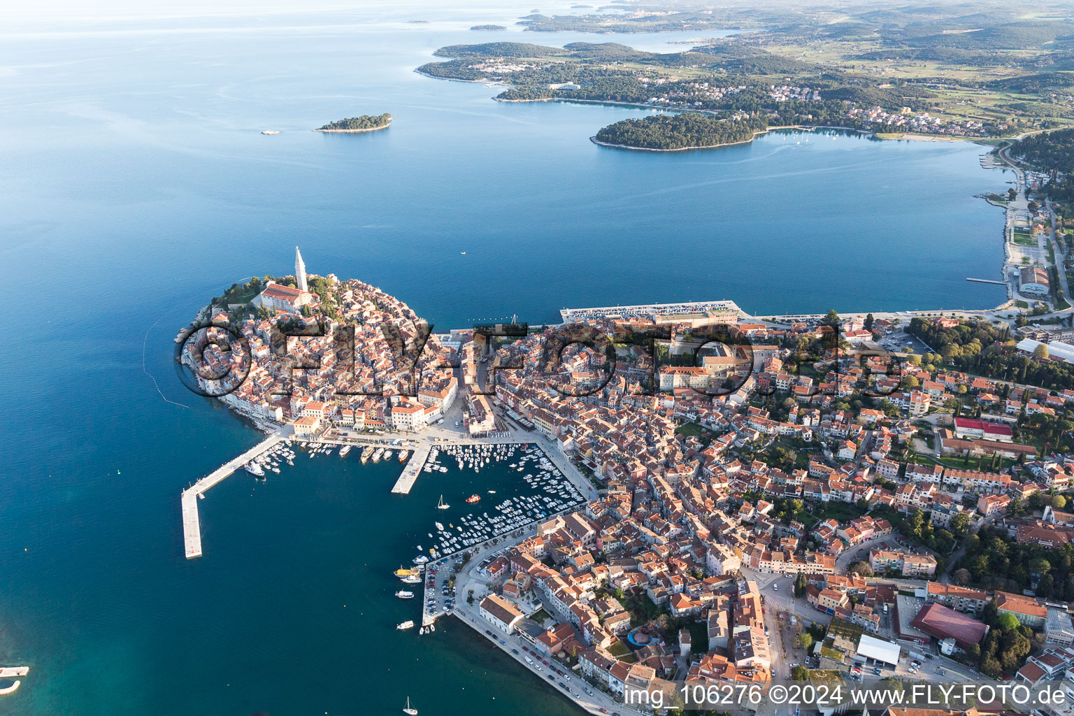 Vue oblique de Rovinj dans le département Gespanschaft Istrien, Croatie